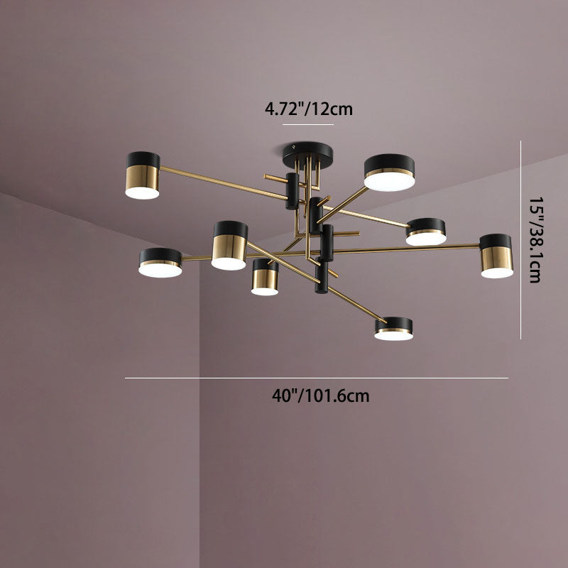 Stylish Black Iron Acrylic Cylinder Chandelier for Modern Living Rooms