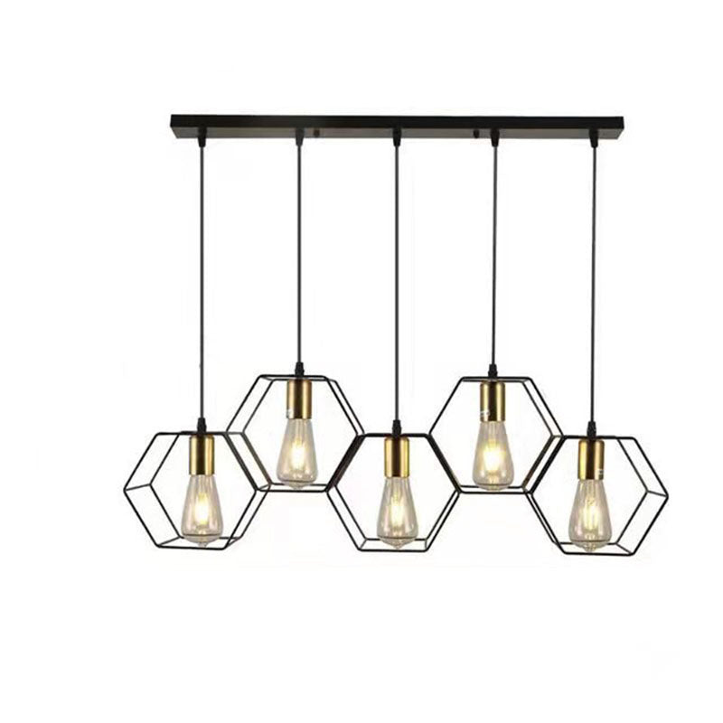Industrial Geometric Iron 3/5 Light Island Chandelier for Dining Room