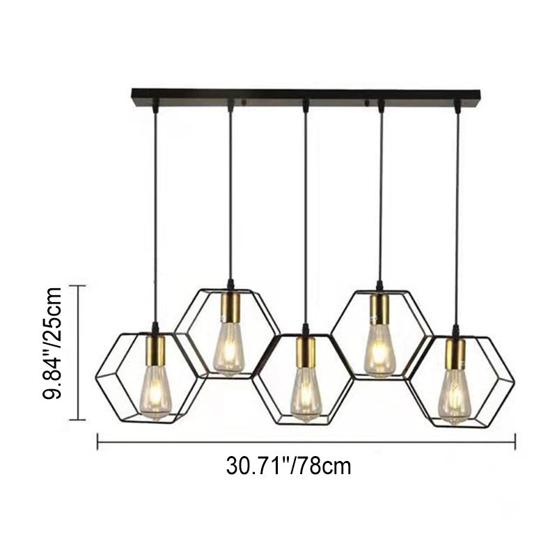 Industrial Geometric Iron 3/5 Light Island Chandelier for Dining Room