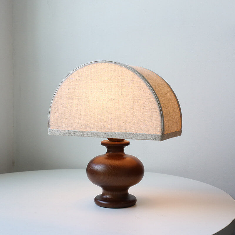 Wabi-sabi Vintage Solid Wood Fabric Table Lamp for Living Room Decor