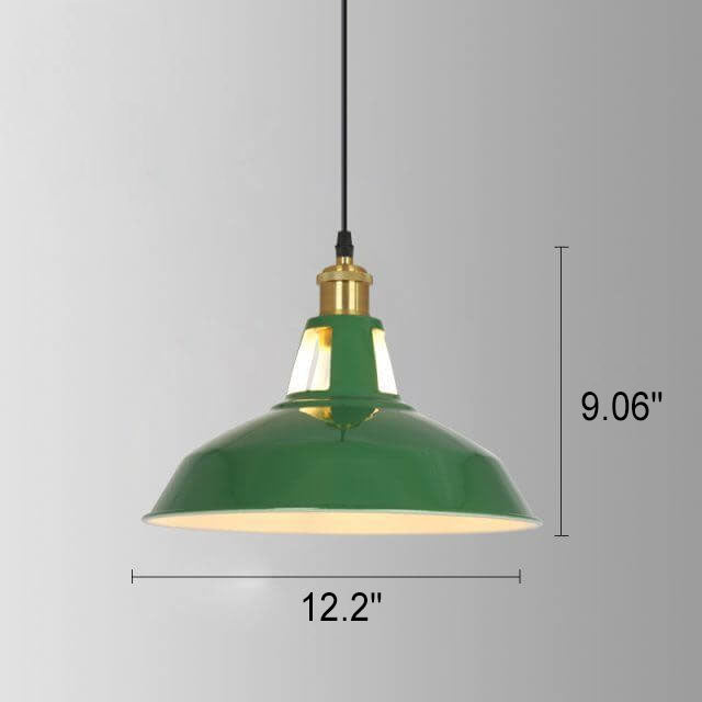 Vintage Green Iron Cone Pendant Light for Industrial-Style Entryway