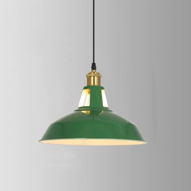 Vintage Green Iron Cone Pendant Light for Industrial-Style Entryway