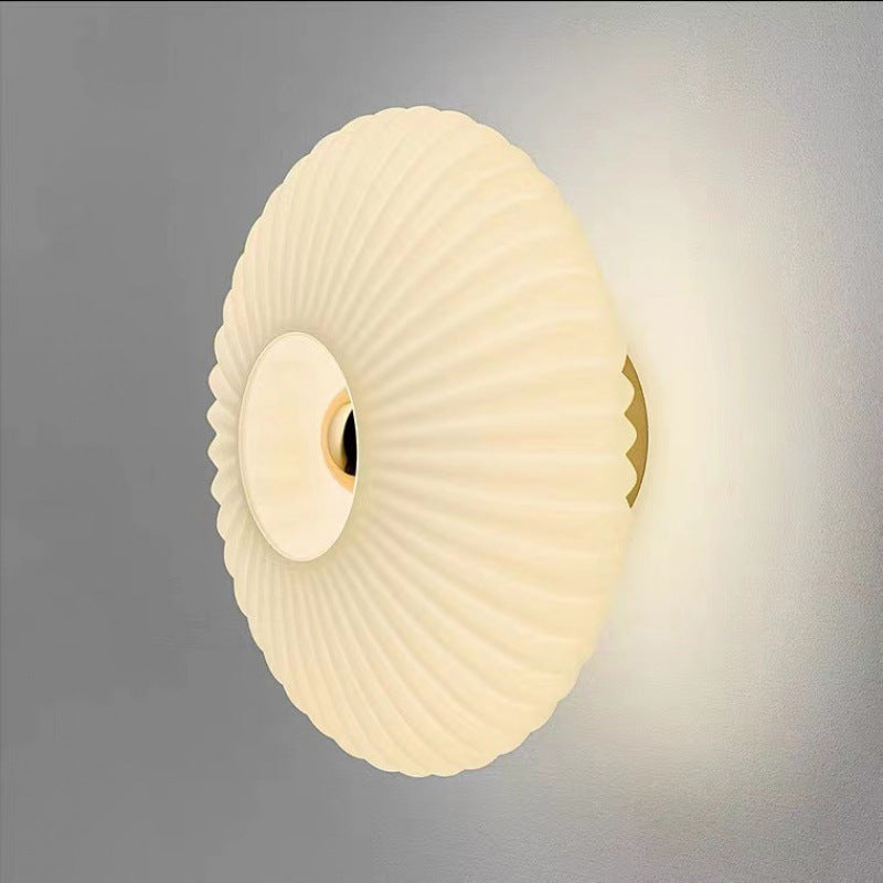 Nordic Iron & Glass Round Disc Wall Sconce Lamp for Modern Living Room