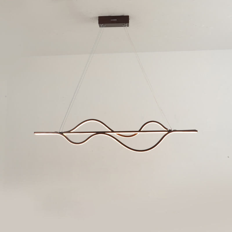 Sleek Black Metal LED Island Chandelier for Modern Kitchen Lighting