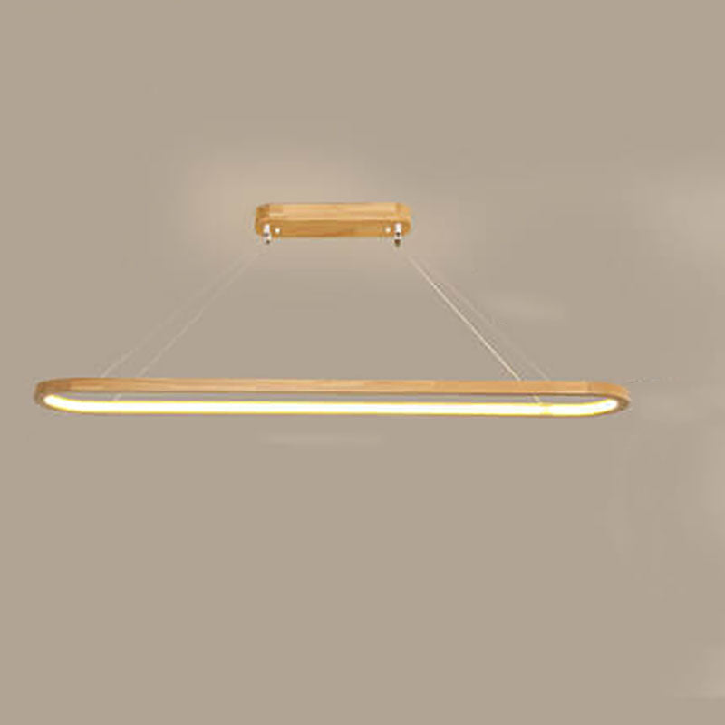 Modern Solid Wood Round LED Island Chandelier for Kitchen Dining Room