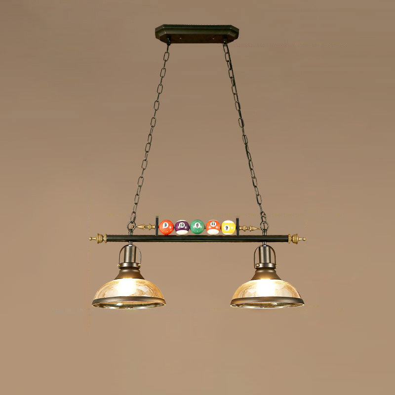 Industrial Round Iron and Glass Chandelier Pendant Light for Dining Room