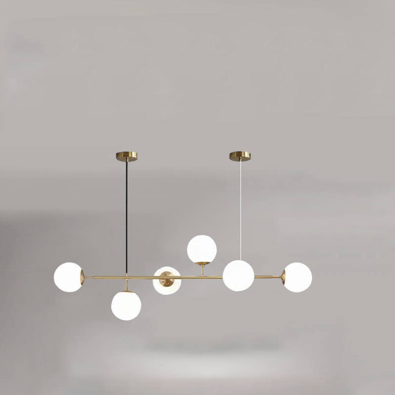 Vibrant Nordic Minimalist 6-Light Glass Orb Chandelier for Kitchen Island