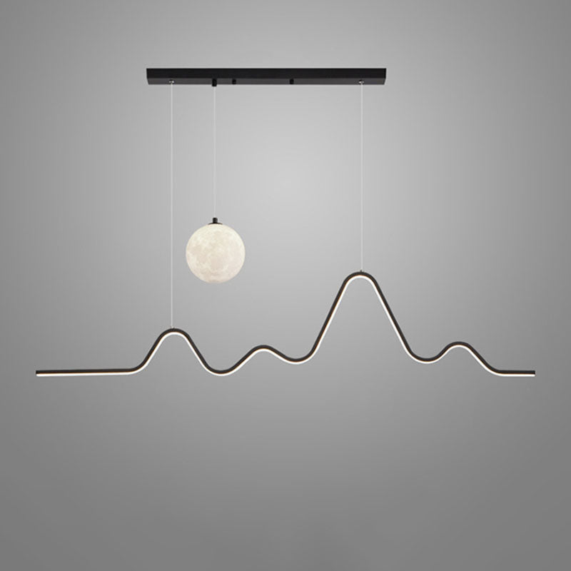 Sleek Silver Corrugated Aluminum LED Chandelier for Dining Room Lighting