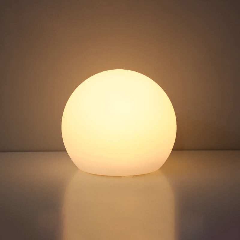 Geometric White Battery-Powered LED Table Lamp for Bedroom Decor