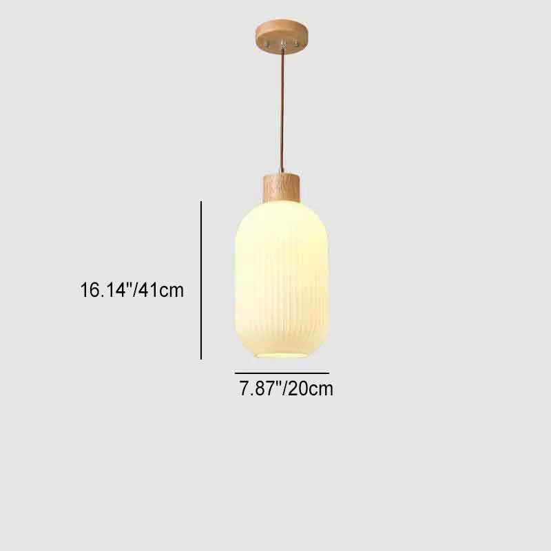 Rustic Japanese Wooden Strip Pendant Light for Living Room Island Lighting
