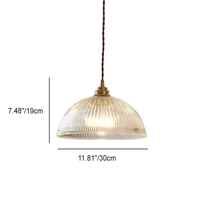 Sleek Clear Glass Dome Brass Pendant Light for Modern Dining Room