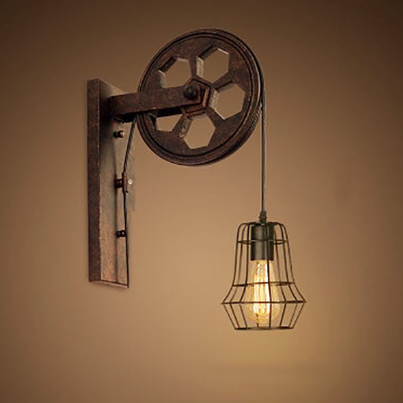 Rustic Iron Industrial 1-Light Wall Sconce Lamp for Vintage Home Decor