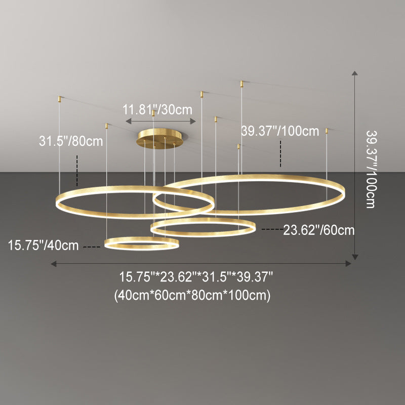 Sleek Black Multi-Tier LED Circle Chandelier for Modern Living Room Decor