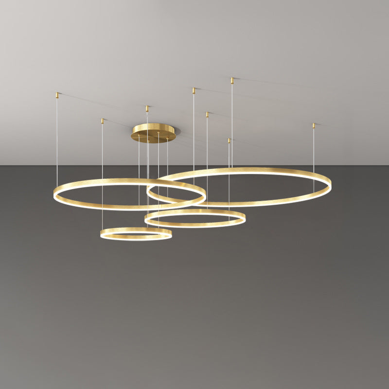 Sleek Black Multi-Tier LED Circle Chandelier for Modern Living Room Decor