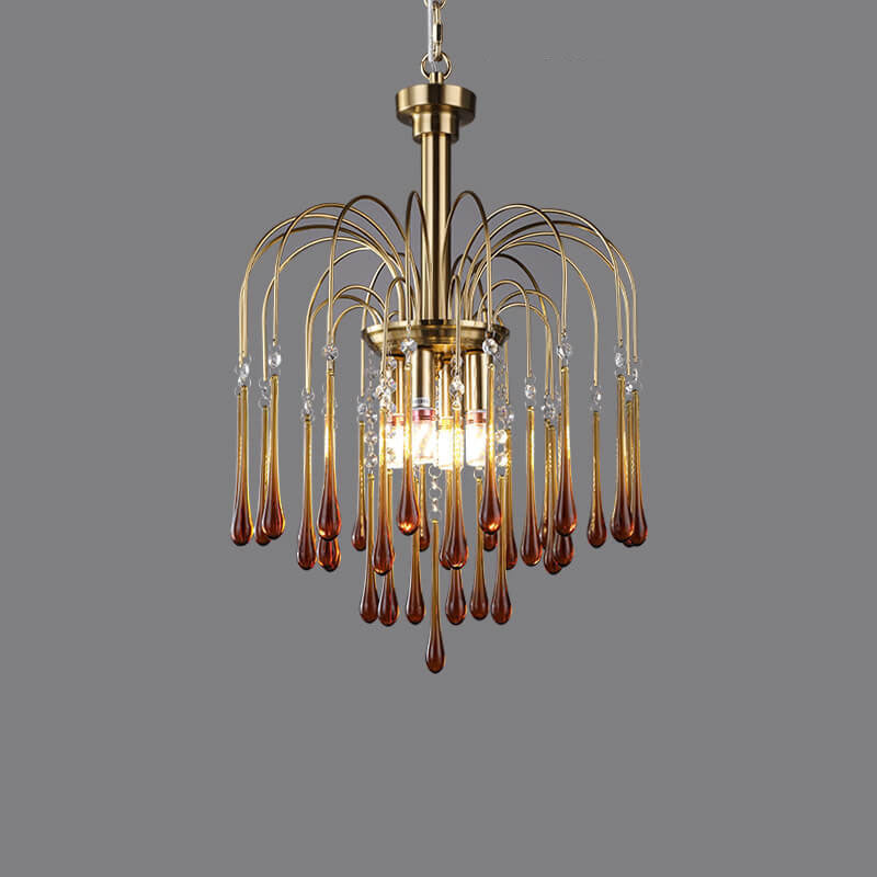 Traditional Copper Teardrop Chandelier - 4/6/10 Light for Living Room