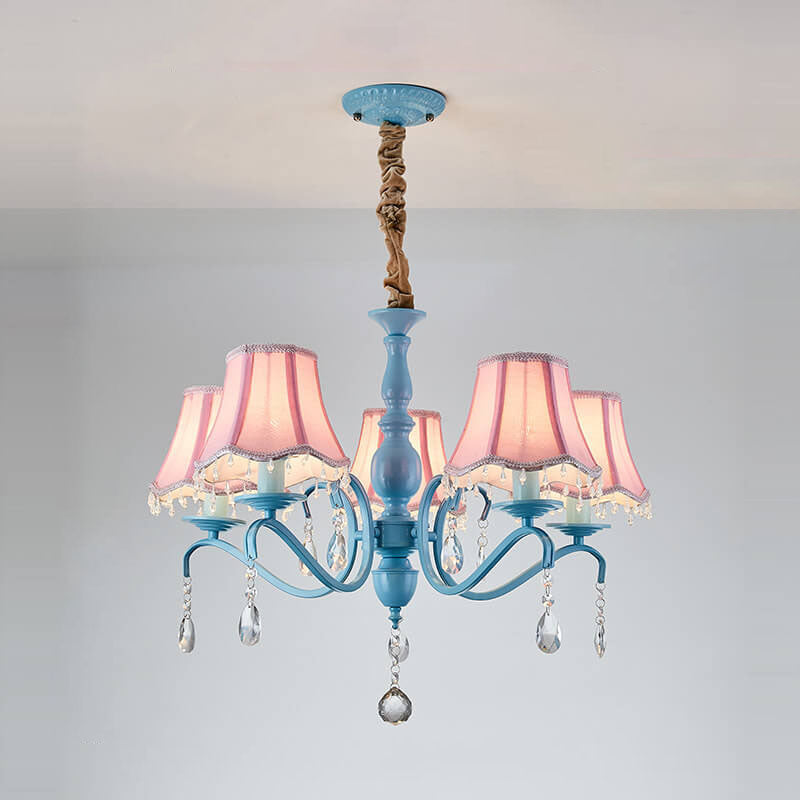 Elegant Modern Iron and Crystal Chandelier for Dining or Living Room