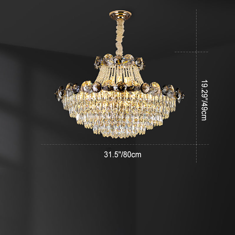 Modern Crystal Half Round Ball Iron Chandelier for Living Room, 8-24 Lights