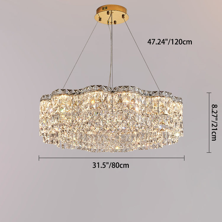 Sleek Stainless Steel Flower Crystal LED Chandelier for Living Room