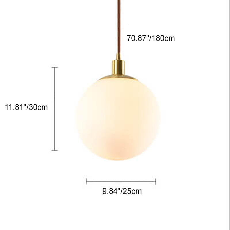 Modern White Orb 1-Light Pendant Fixture for Bedroom Nordic Minimalism