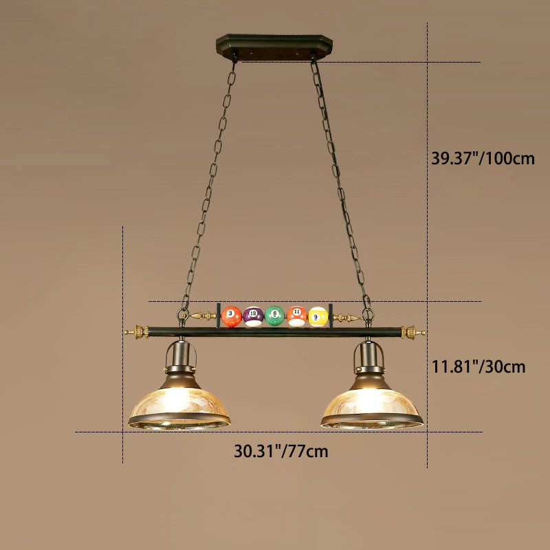 Industrial Round Iron and Glass Chandelier Pendant Light for Dining Room