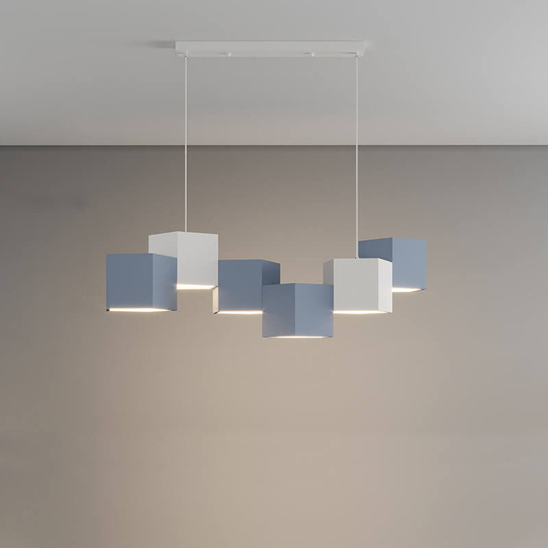 Stylish Multi-Color Geometric Iron LED Macaron Chandelier for Living Room