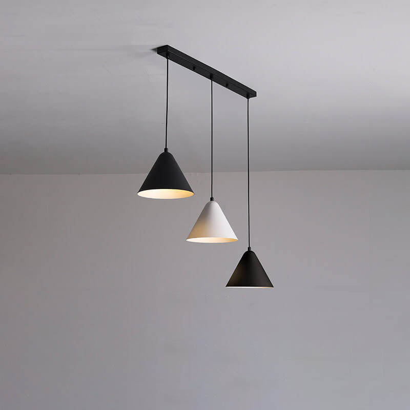 Nordic Black Wrought Iron 3-Light Horn Chandelier for Dining Room