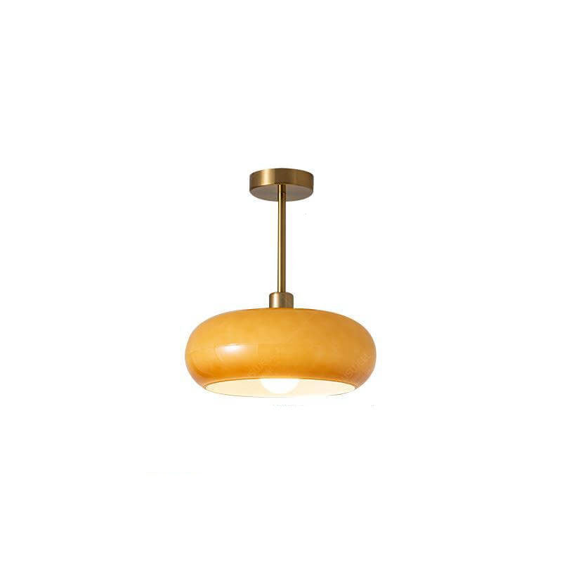 Chic Retro Round Copper Pendant Light in Solid Color for Dining Room