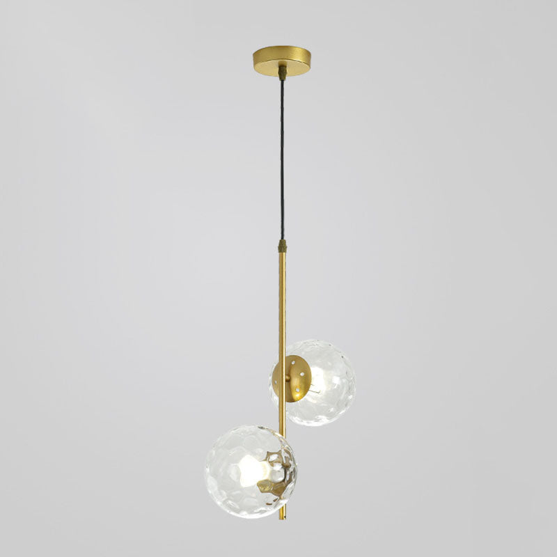 Modern Black Iron and Glass Round Ball Chandelier for Living Room