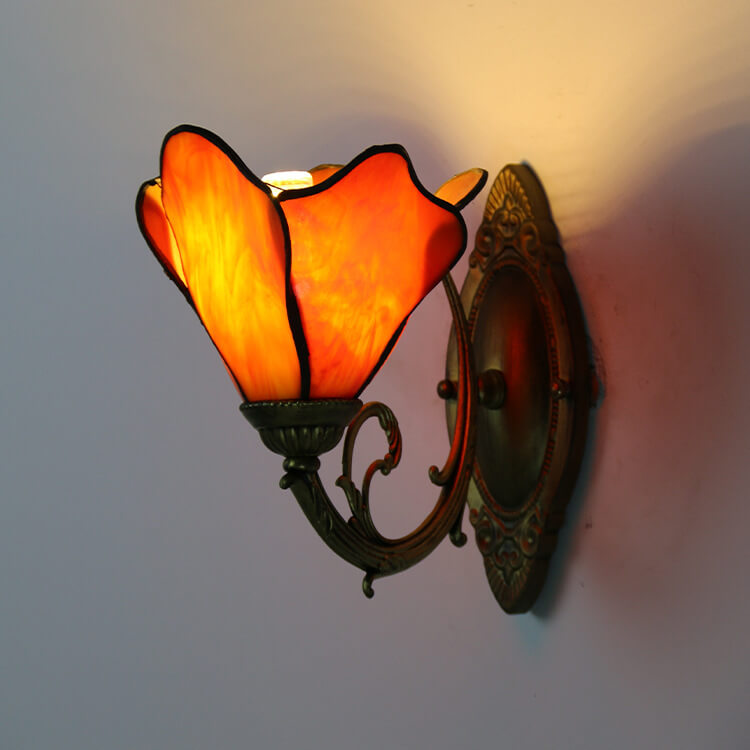 Antique Tiffany Style Stained Glass 1-Light Wall Sconce for Living Room