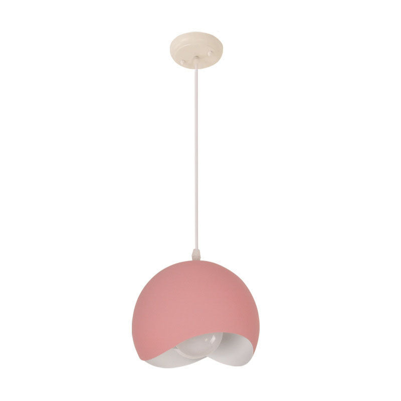 Contemporary Nordic Solid Color Iron Round Dome 1/3 Light Island Light Chandelier For Living Room & Dining Room
