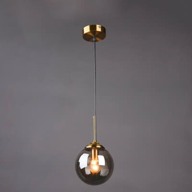 Nordic Copper Glass Spherical Island Light Chandelier for Dining Room