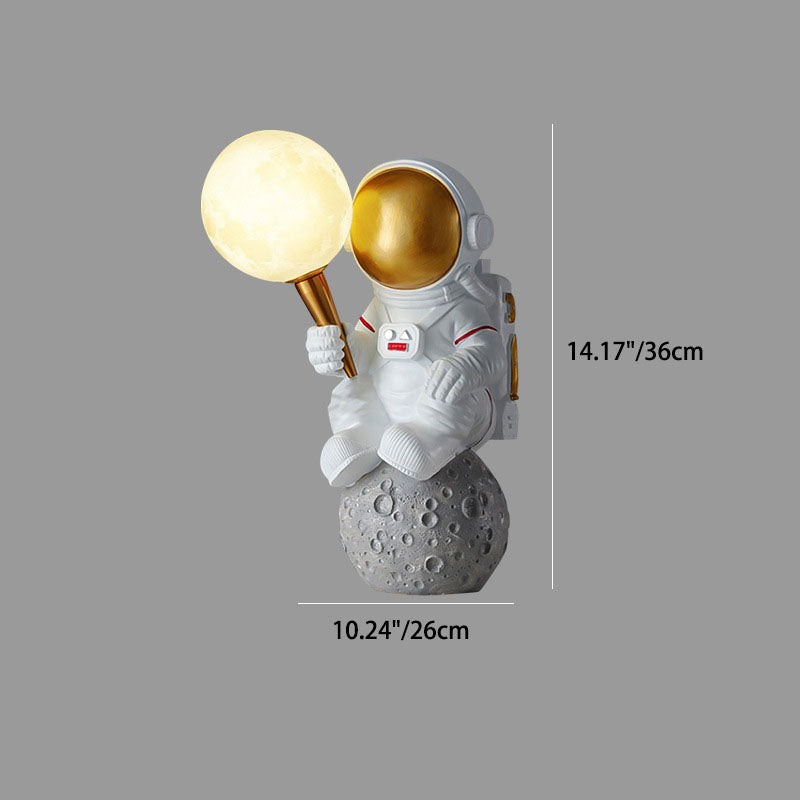 Modern Cartoon Astronaut Resin Wall Sconce Lamp for Kids' Bedroom