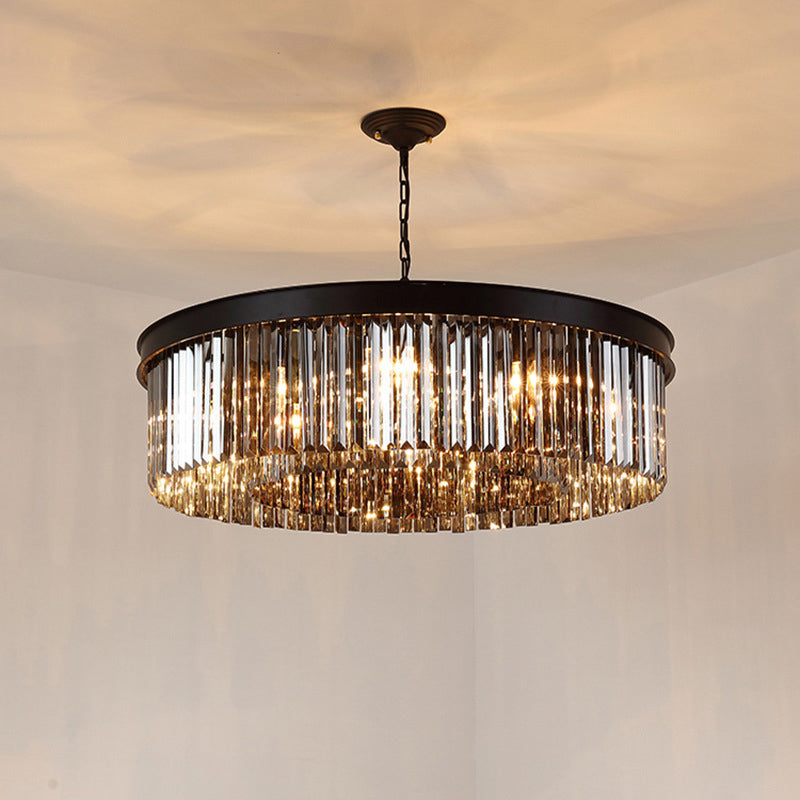 Modern Iron 8-Light Round Crystal Chandelier for Luxurious Living Room