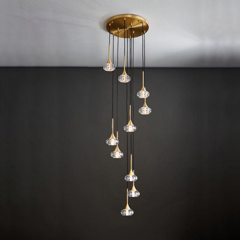 Elegant Brass Crystal Island Chandelier for Dining Room & Kitchen