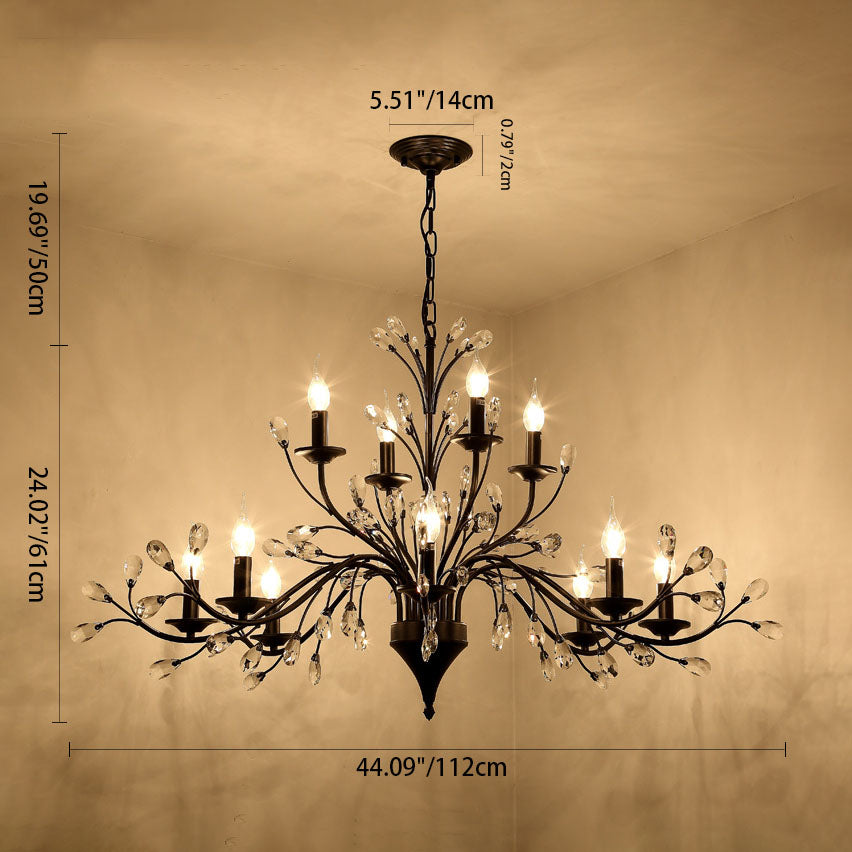 Rustic Black Iron Candelabra Chandelier for Vintage Dining Room Lighting