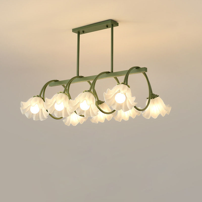 Modern Minimalist Cream Flower Iron & Glass Chandelier for Dining Room