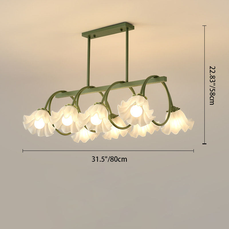 Modern Minimalist Cream Flower Iron & Glass Chandelier for Dining Room