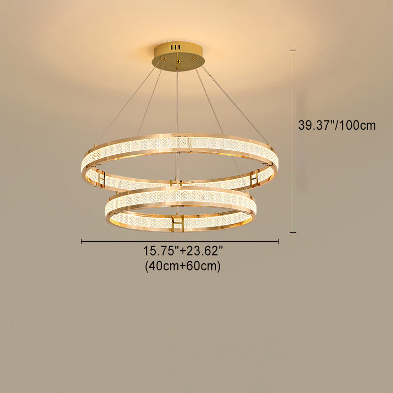 Modern Silver Aluminum Crystal Circle LED Chandelier for Dining Room