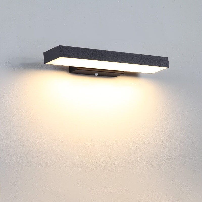 Minimalist Black Rectangular LED Outdoor Wall Sconce Lamp for Patios