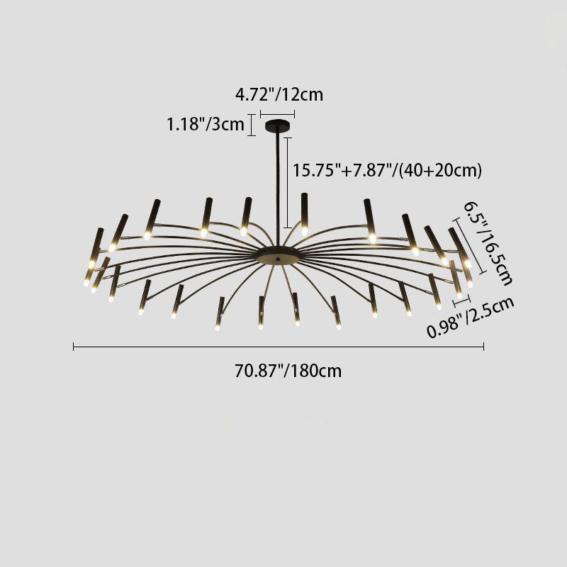 Modern Round Radioactive Iron Aluminum Chandelier for Living Room Lighting