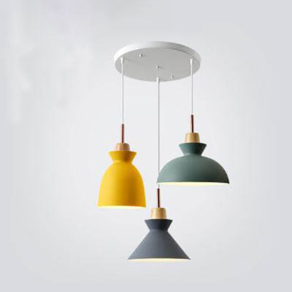 Contemporary Nordic Metal Macaron 3-Light Chandelier for Dining Room