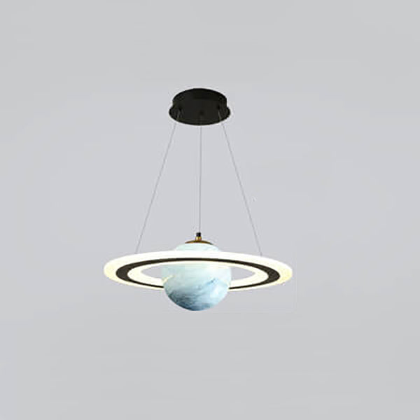 Contemporary Kids Planet Circle LED Chandelier for Playroom or Bedroom
