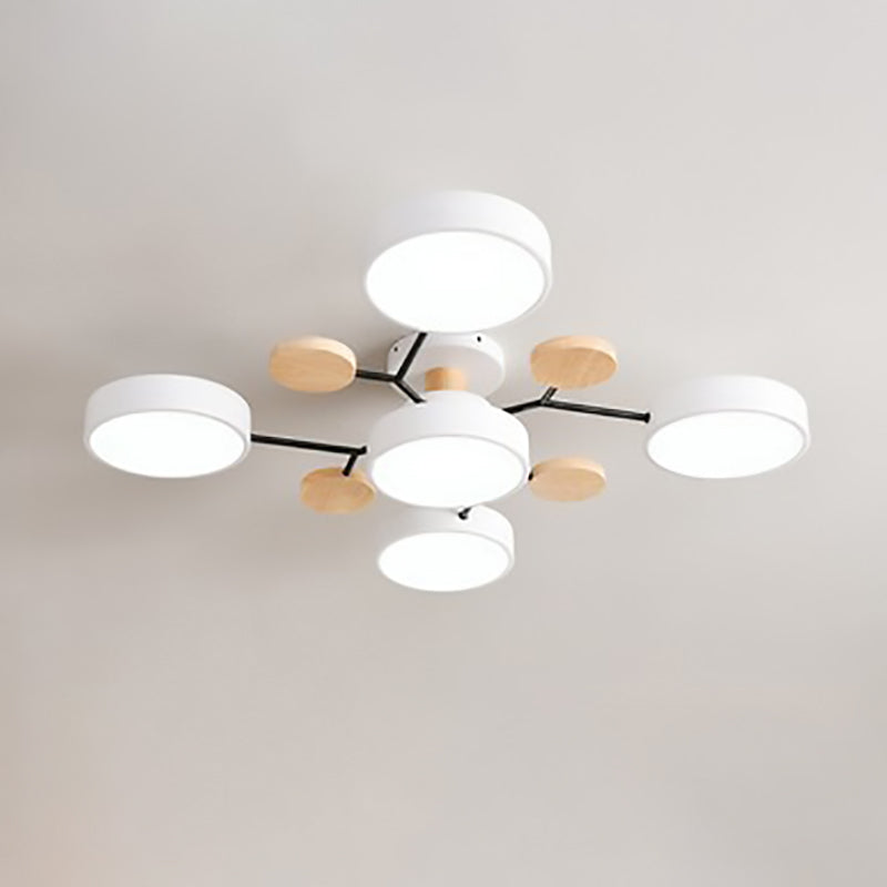 Scandinavian Style Round LED Semi-Flush Mount Light for Living Room