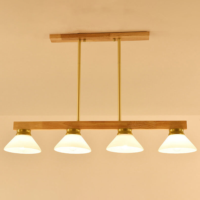 Nordic Pine Wood Cone Pendant Chandelier for Kitchen Island Lighting