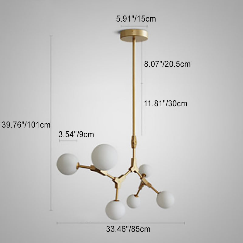 Scandinavian Glass & Iron Chandelier, 6/8 Lights for Modern Bedrooms