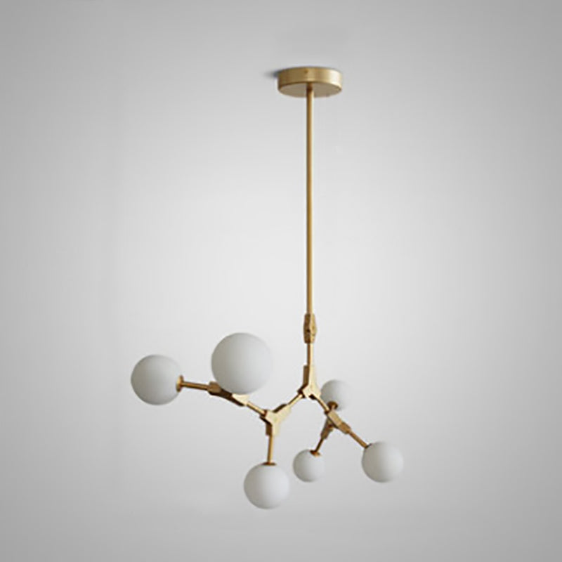 Scandinavian Glass & Iron Chandelier, 6/8 Lights for Modern Bedrooms