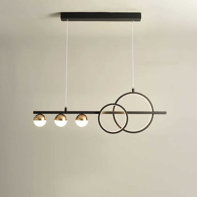 Sleek Silver LED Round Globe Chandelier Pendant Light for Kitchen Island
