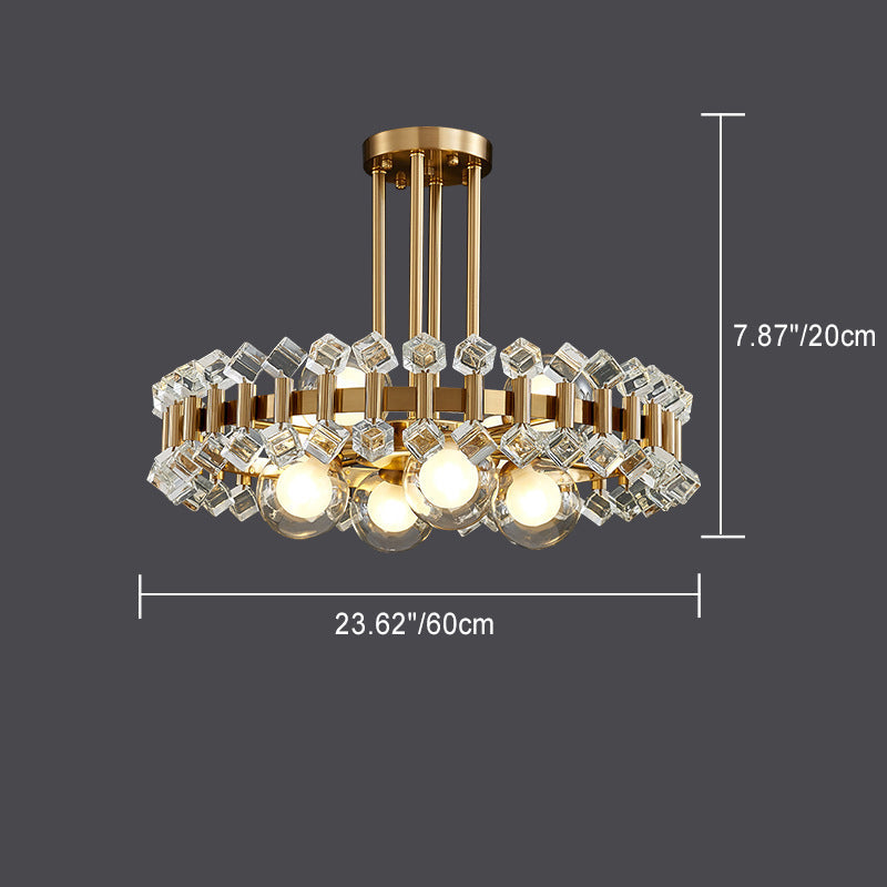 Modern Gold Finish Chandelier with Colorful Glass Shades for Living Room