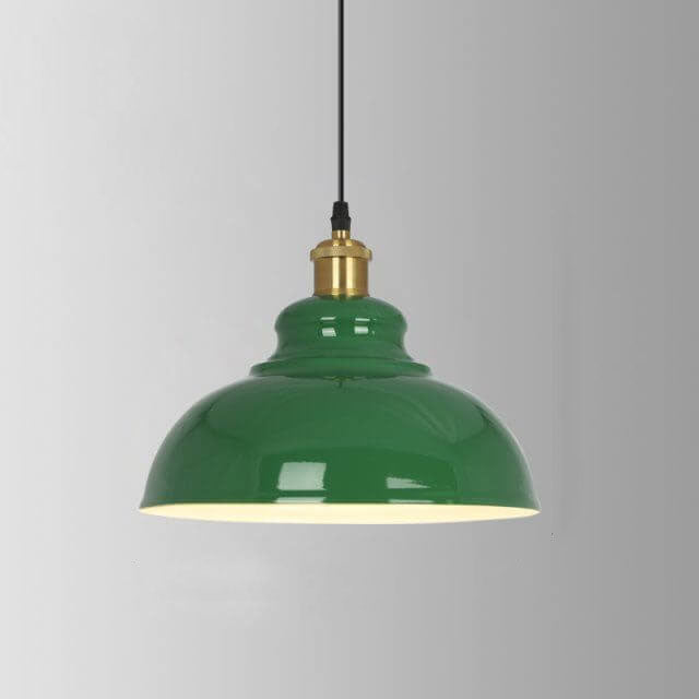 Vintage Green Iron Cone Pendant Light for Industrial-Style Entryway