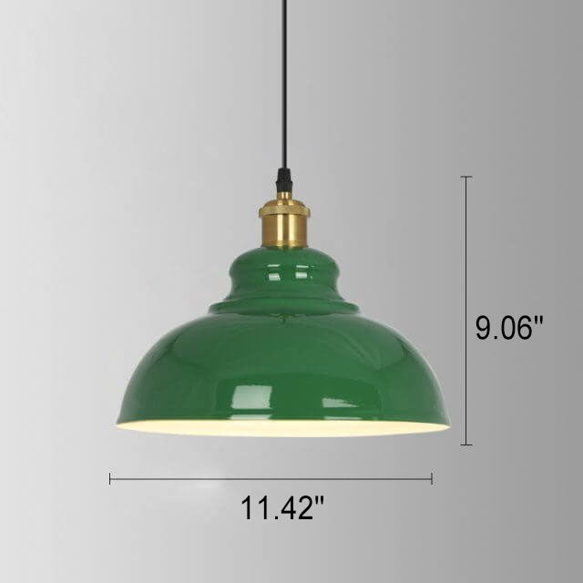 Vintage Green Iron Cone Pendant Light for Industrial-Style Entryway